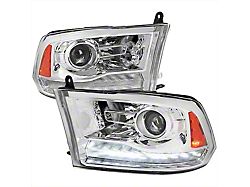 Switchback Sequential LED Bar Projector Headlights; Chrome Housing; Clear Lens (10-18 RAM 3500 w/ Factory Halogen Non-Projector Headlights)
