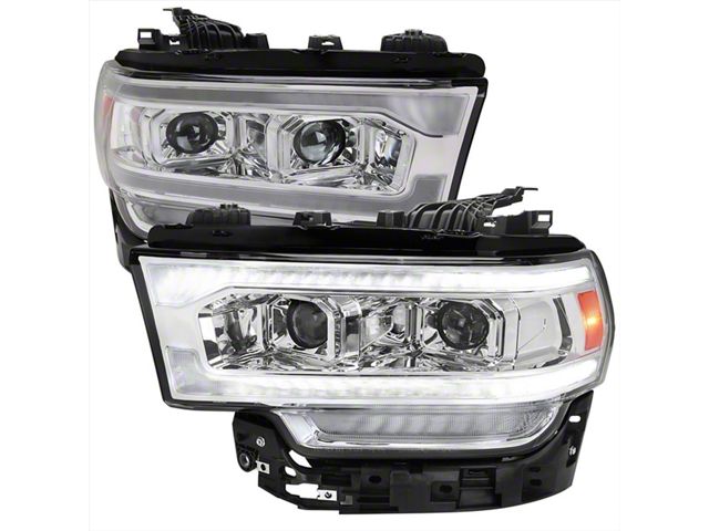 Switchback Sequential LED Turn Signal Projector Headlights; Chrome Housing; Clear Lens (19-24 RAM 3500 w/ Factory Halogen Headlights)