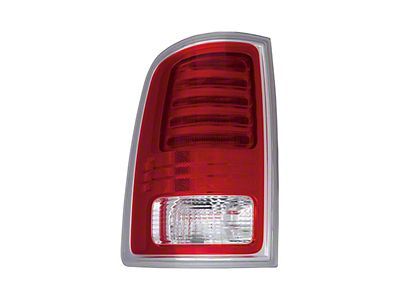 OE Certified Replacement Tail Light; Chrome Housing; Red/Clear Lens; Driver Side (13-18 RAM 3500 w/ Factory Halogen Tail Lights)