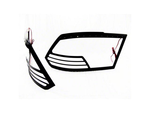 Tail Light Bezels with Red LED Brake and Running Lights; Black (10-14 RAM 3500)