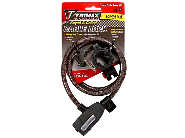 Ram Cable Lock RAM 3500 TRIMAFLEX Coiled Cable Lock with Quick Release Bracket; 6-Foot ...