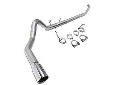 Turbo-Back Muffler Delete Single Exhaust System with Polished Tip; Side Exit (04-07 5.9L RAM 3500)
