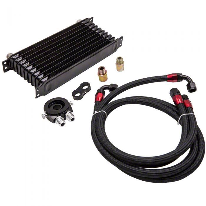 thumbnail image 2 of PIT66 10 Row Universal Aluminum Oil Cooler Kit – 10AN Inlet/Outlet With Filter Adapter 2 of 6