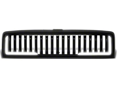 Vertical Fence Style Upper Replacement Grille with LED DRL Light; Black (94-02 RAM 3500)