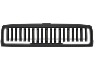 Vertical Fence Style Upper Replacement Grille with LED DRL Light; Matte Black (94-02 RAM 3500)