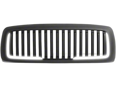 Vertical Style Upper Replacement Grille with LED DRL Light; Matte Black (03-05 RAM 3500)