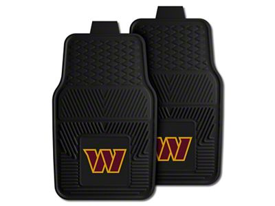 Vinyl Front Floor Mats with Washington Commanders Logo; Black (Universal; Some Adaptation May Be Required)