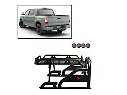 Warrior Roll Bar with 5.30-Inch Red Round Flood LED Lights; Black (03-23 RAM 3500 w/o RAM Box)