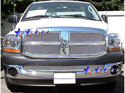 Wire Mesh Lower Bumper Grille Overlay; Polished (03-09 RAM 3500, Excluding Laramie)