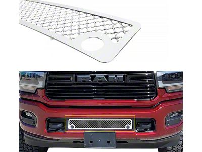 Wire Mesh Lower Bumper Grille Overlay; Polished (19-24 RAM 3500 w/ Front Parking Sensors)