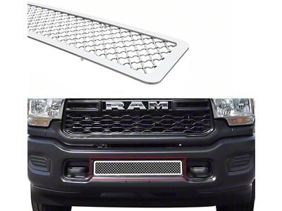 Wire Mesh Lower Bumper Grille Overlay; Polished (19-24 RAM 3500 w/o Front Parking Sensors)