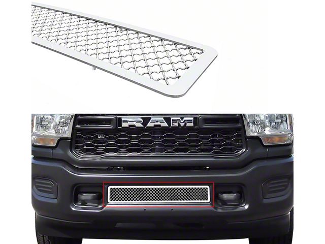 Wire Mesh Lower Bumper Grille Overlay; Polished (19-24 RAM 3500 w/o Front Parking Sensors)