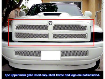 Wire Mesh Upper Grille Overlay; Polished (94-02 RAM 3500 w/o Sport Package)