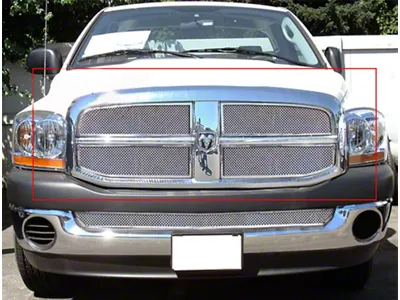 Wire Mesh Upper Overlay Grilles; Polished (06-09 RAM 3500)
