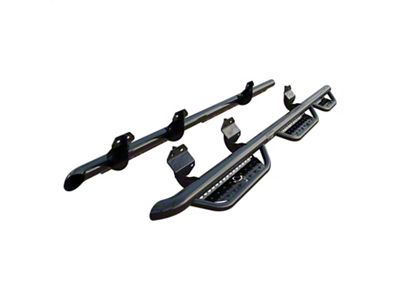 Ranch Hand Legend Series 6-Step Wheel to Wheel Side Step Bars; Gloss Black (17-25 F-250 Super Duty SuperCrew w/ 6-3/4-Foot Bed)