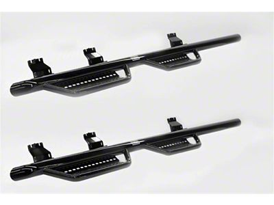 Ranch Hand Legend Series 4-Step Wheel to Wheel Side Step Bars; Gloss Black (17-19 6.6L Duramax Sierra 2500 HD DRW Crew Cab w/ 8-Foot Long Box)
