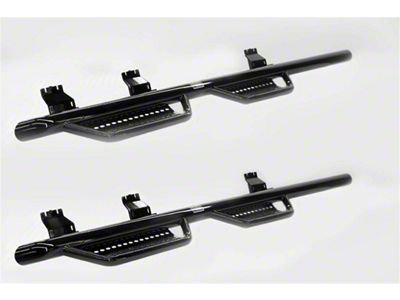 Ranch Hand Legend Series 4-Step Wheel to Wheel Side Step Bars; Gloss Black (17-19 6.6L Duramax Sierra 3500 HD Crew Cab w/ 8-Foot Long Box)