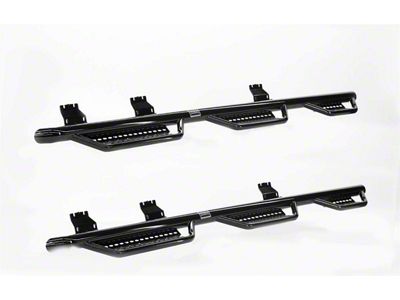 Ranch Hand Legend Series 6-Step Wheel to Wheel Side Step Bars; Gloss Black (17-19 6.6L Duramax Sierra 3500 HD Crew Cab w/ 8-Foot Long Box)