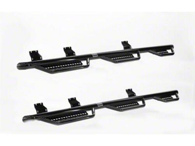 Ranch Hand Legend Series 6-Step Wheel to Wheel Side Step Bars; Gloss Black (17-19 6.6L Duramax Sierra 3500 HD DRW Crew Cab w/ 8-Foot Long Box)