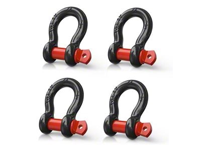 1/2-Inch D-Ring Shackles; 4-Pack