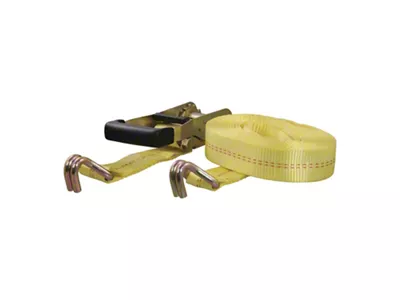 27-Foot Cargo Strap with J-Hooks; Yellow; 3,333 lb.