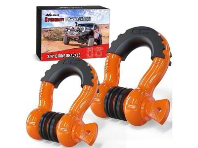 3/4 inch D-Ring Shackles; Orange