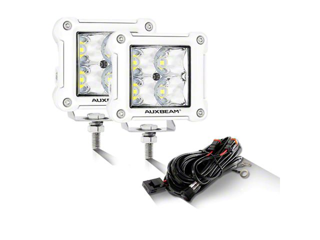 3-Inch LED Pod Lights with White Frame; Spot Beam (Universal; Some Adaptation May Be Required)