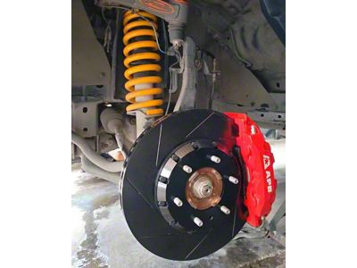 4-Piston Front Big Brake Kit with 14-Inch Slotted Rotors; Red Calipers (19-23 Ranger)