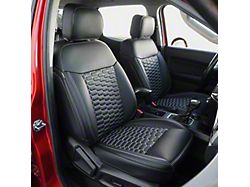 Kustom Interior Premium Artificial Leather Front and Rear Seat Covers; All Black with White Double Hex Stitch Accent Insert (19-23 Ranger XL, XLT)