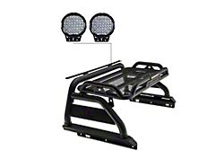 Atlas Roll Bar with 9-Inch Black Round LED Lights for Tonneau Cover; Black (19-26 Ranger)