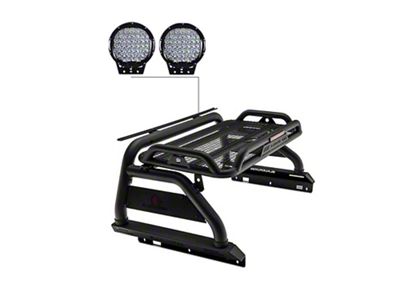 Atlas Roll Bar with 9-Inch Black Round LED Lights for Tonneau Cover; Black (19-24 Ranger)