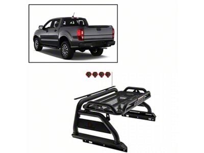 Atlas Roll Bar with 7-Inch Red Round LED Lights; Black (19-23 Ranger)