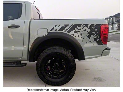 Bed Side Digital Mud Splash Graphics; Gloss Black (19-23 Ranger)