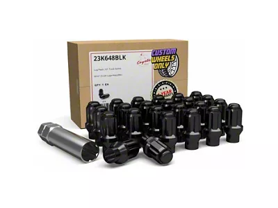 Black ET Truck Spline Lug Nut Kit; 14mm x 1.5; Set of 24 (24-26 Ranger)
