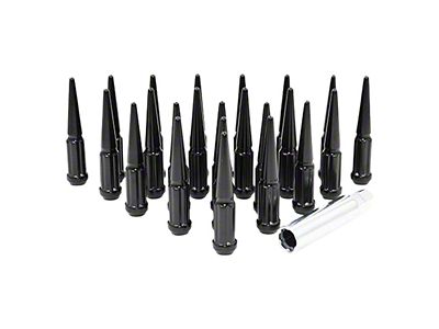Black Spike Lug Nut Kit; 12mm x 1.5; Set of 24 (19-24 Ranger)