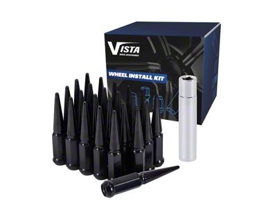 Black Spike Lug Nuts; M12x1.5; Set of 24 (19-26 Ranger)