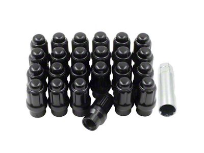 Bulge Black Acorn Lug Nut Kit; 12mm x 1.5; Set of 24 (19-25 Ranger)