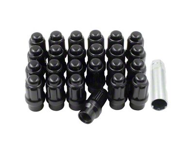 Bulge Black Acorn Lug Nut Kit; 12mm x 1.5; Set of 24 (19-24 Ranger)
