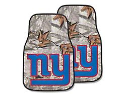 Carpet Front Floor Mats with New York Giants Logo; Camo (Universal; Some Adaptation May Be Required)