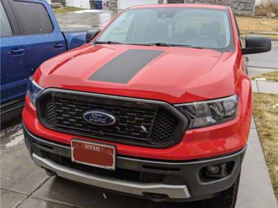 Center Hood Stripe; Matte Black (19-23 Ranger)
