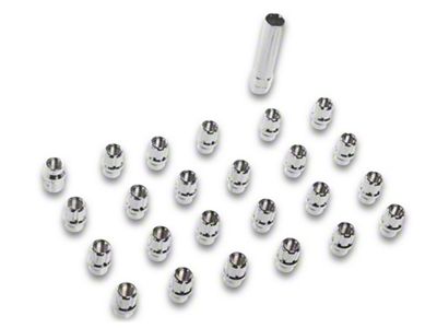 Chrome Open Acorn Spline ET Lug Nuts; M12x1.5; Set of 24 (19-26 Ranger)