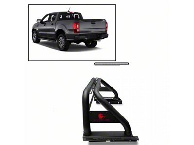 Classic Roll Bar with 40-Inch LED Light Bar; Black (19-24 Ranger w/ Tonneau Cover)