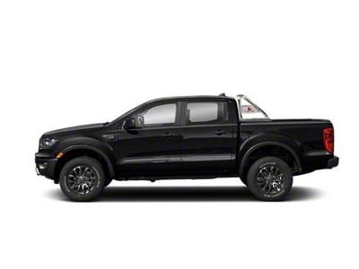 Classic Roll Bar with 5.30-Inch Black Round Flood LED Lights; Stainless Steel (19-24 Ranger w/ Tonneau Cover)