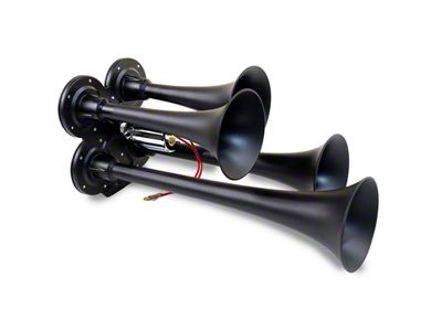 Compact Quad Air Horn System; Black; Zinc Alloy (Universal; Some Adaptation May Be Required)