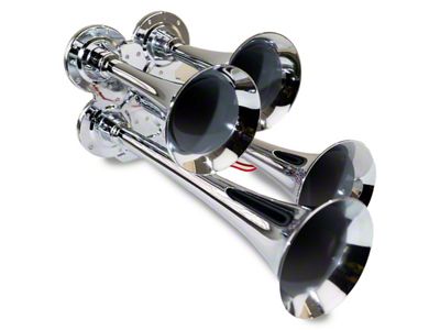 Compact Quad Air Horn System; Chrome; Zinc Alloy (Universal; Some Adaptation May Be Required)
