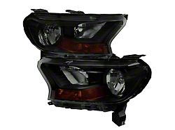 Crystal Halogen Headlights; Black Housing; Smoked Lens (19-23 Ranger XL, XLT)