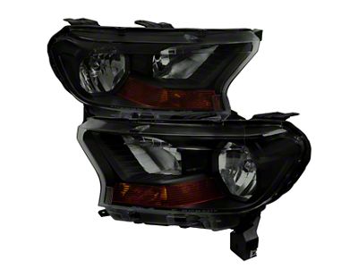 Crystal Halogen Headlights; Black Housing; Smoked Lens (19-23 Ranger XL, XLT)