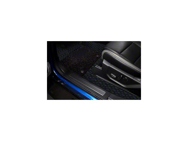 Double Layer Diamond Front and Rear Floor Mats; Base Layer Black and Top Layer Black (19-23 Ranger SuperCab)