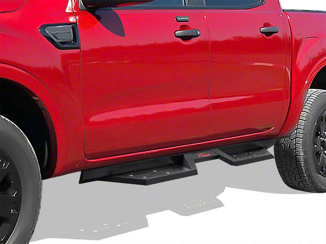 Drop Down Style Nerf Side Step Bars; Matte Black (19-24 Ranger SuperCrew)