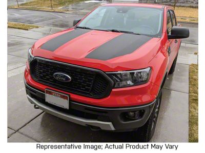 Dual Hood Stripes; Gloss Black (19-23 Ranger)